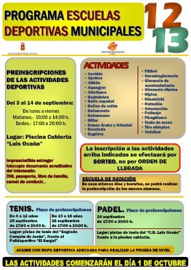 Escuelas deportivas municipales. Abierto el periodo de inscripción.
