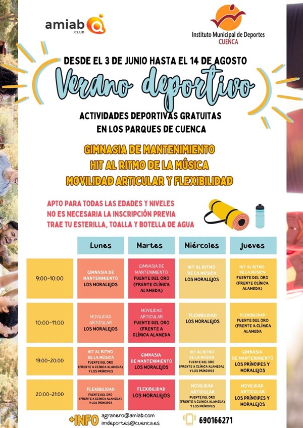 VERANO DEPORTIVO. Gimnasia de Mantenimiento, Movilidad Articular, Hit al Ritmo de la Música y Flexibilidad 
